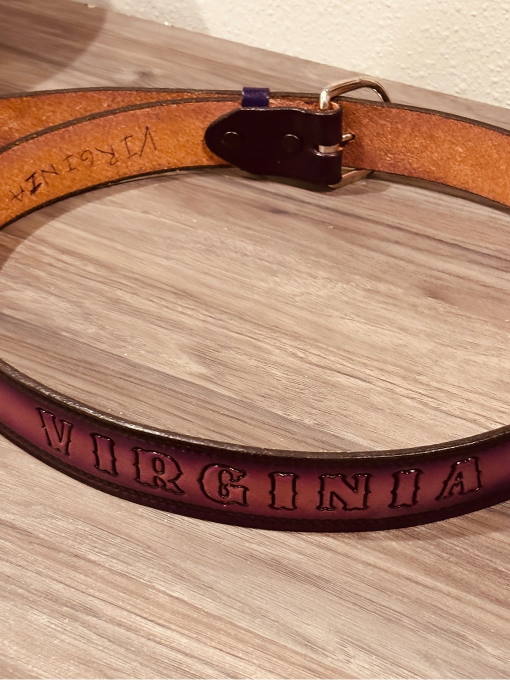 Custom Purple Tooled Leather Floral Belt “Virginia” Size 41 in Rodeo Cowgirl